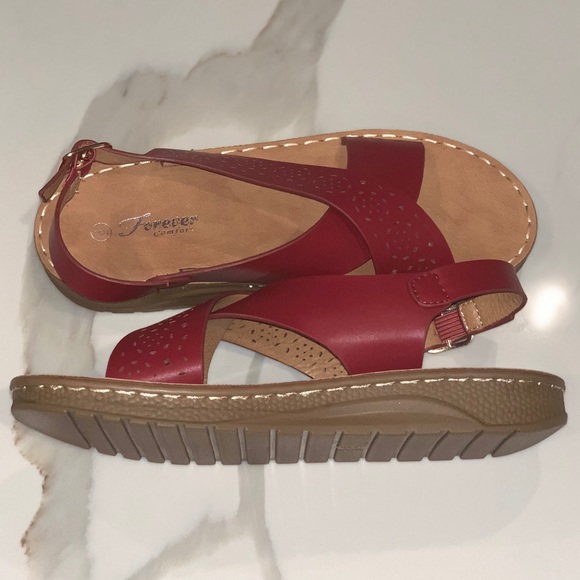 New Cherry Red Leather Sandals - Picture 4 of 4